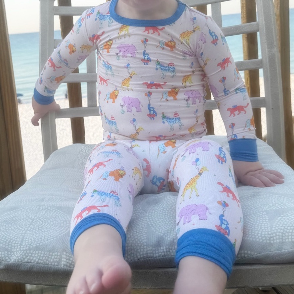 Bamboo Party Animal Print Kids Pajama Set 2T 2 Piece Set